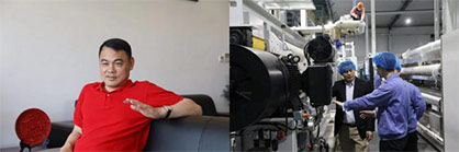Mr. Yan Huarong, Chairman Kingsafe Group / Latest Trützschler spunlacing line at Kingsafe © 2021 Truetzschler Mr. Yan Huarong, Chairman Kingsafe Group / Latest Trützschler spunlacing line at Kingsafe © 2021 Truetzschler