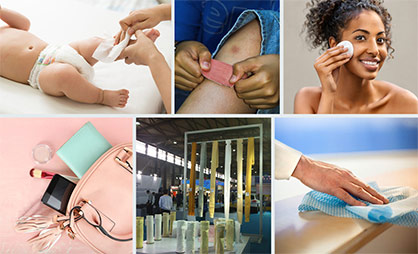 Typical products made from spunlaced nonwovens © 2021 Truetzschler Typical products made from spunlaced nonwovens © 2021 Truetzschler