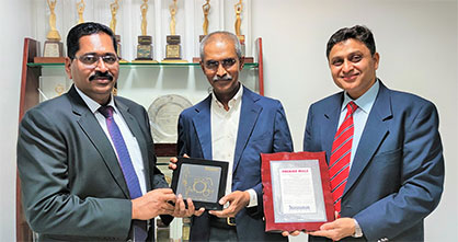 Joseph Thomson, CEO, Trützschler India, Dr. K. V. Srinivasan, Managing Director, Premier Mills, Ashish Sharma, Senior Vice President, Sales and Marketing, Trützschler India © 2022 Trützschler