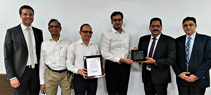 Benjamin Mund, Regional Sales Manager, Trützschler Group SE, V. K. Jain, Executive Director, Sagar Manufacturers Private Limited Kapil Agrawal, CEO, Sagar Manufacturers Private Limited, Siddharth Agrawal, Managing Director, Sagar Manufacturers Private Limited, Joseph Thomson, CEO, Trützschler India, Ashish Sharma, Senior Vice President, Sales and Marketing, Trützschler India © 2022 Trützschler