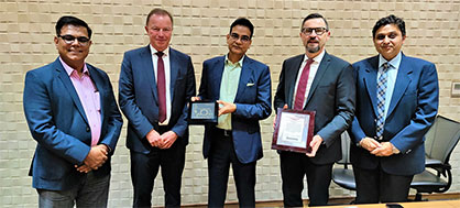 Amit Bhandari, President (Projects), Welspun India Limited, Dr. Dirk Burger, Co-CEO, Trützschler Group SE, B. K. Goenka, Chairperson, Welspun India Limited, Alexander Stampfer, CSO, Trützschler Group SE, Ashish Sharma, Senior Vice President, Sales and Marketing, Trützschler India © 2022 Trützschler