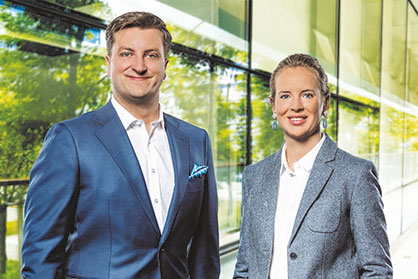 Florian Schürenkrämer, Deputy Chief Spokesperson for the Hermann Trützschler family (left), and Charlotte Fontaine, Deputy Chief Spokesperson for the Hans Trützschler family (right). © 2022 Trützschler Florian Schürenkrämer, Deputy Chief Spokesperson for the Hermann Trützschler family (left), and Charlotte Fontaine, Deputy Chief Spokesperson for the Hans Trützschler family (right). © 2022 Trützschler