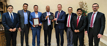 Ashish Sharma, Senior Vice President, Sales and Marketing, Trützschler India, Vikas Garg, Managing Director, GSM Cotspin, Mr. Vishal Garg, Managing Director, GSM Cotspin, Mr. Siyaram Garg, Chairman, GSM Cotspin, Dr. Dirk Burger, Co-CEO, Trützschler Group SE, Mr. Anil Sharma Branch Head, A.T.E., Mr. Kiran Hanchate, Vice President (Spinning), A.T.E., Mr. Alexander Stampfer, CSO, Trützschler Group SE © 2022 Trützschler
