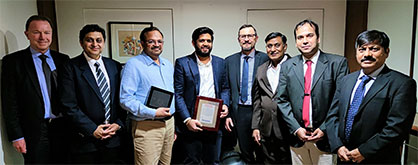 Dr. Dirk Burger, Co-CEO, Trützschler Group SE, Ashish Sharma, Senior Vice President, Sales and Marketing, Trützschler India, Kamal Oswal, Managing Director, Nahar Industrial Enterprises Limited, Abhinav Oswal, Executive Director, Nahar Industrial Enterprises Limited , Alexander Stampfer, CSO, Trützschler Group SE, S. L. Garg, Vice President (Corporate Technical), Nahar Industrial Enterprises Limited, Dipanjan Ghosh, Deputy General Manager, A.T.E., Kiran Hanchate, Vice President (Spinning), A.T.E. © 2022 Trützschler
