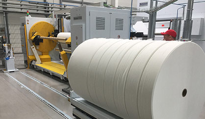 Pic: A finished roll ready for further processing (c) 2017 Truetzschler Nonwovens Pic: A finished roll ready for further processing (c) 2017 Truetzschler Nonwovens