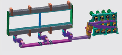 Figure 4: Smart Frames with 12 servomotors to drive the ground heddle frames giving a higher weaving efficiency and a higher quality of carpet (c) 2018 VANDEWIELE Figure 4: Smart Frames with 12 servomotors to drive the ground heddle frames giving a higher weaving efficiency and a higher quality of carpet (c) 2018 VANDEWIELE
