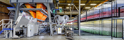 Figure 3: The three rapier Handlook Carpet Innovator HCiX2 machine, equipped with a Jacquard in capacity of 36.000 solenoids for weaving carpets with 5.000.000 points/m² in reed 1500 dents/m, 8 colour frames, 3m width (c) 2018 VANDEWIELE Figure 3: The three rapier Handlook Carpet Innovator HCiX2 machine, equipped with a Jacquard in capacity of 36.000 solenoids for weaving carpets with 5.000.000 points/m² in reed 1500 dents/m, 8 colour frames, 3m width (c) 2018 VANDEWIELE