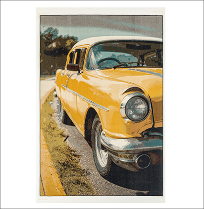 Figure 5: Picture of a car, woven on a HCiX2 handlook carpet weaving machine in reed 1200 dents/m, with 8 colours on the creel (c) 2018 VANDEWIELE Figure 5: Picture of a car, woven on a HCiX2 handlook carpet weaving machine in reed 1200 dents/m, with 8 colours on the creel (c) 2018 VANDEWIELE