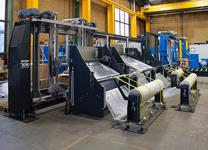 The new XL Power machine is designed for stretching even longer film tubes, which enables up to 19 m long packaging and increases packaging speed. © 2022 Tentoma The new XL Power machine is designed for stretching even longer film tubes, which enables up to 19 m long packaging and increases packaging speed. © 2022 Tentoma